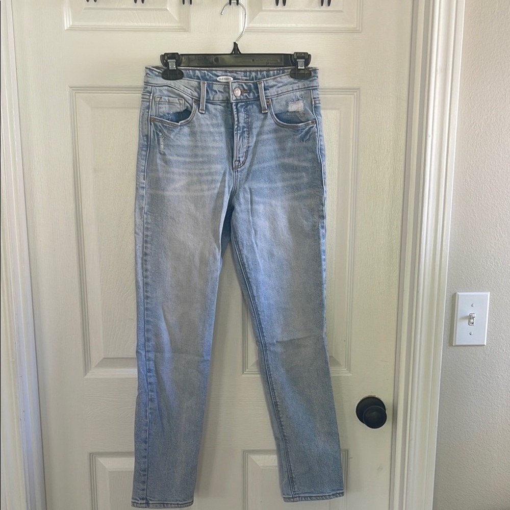 Old Navy High Rise Power Straight Jeans - Light Blue